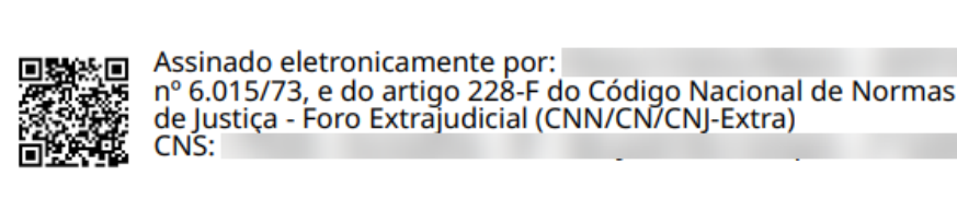 Exemplo de assinatura eletrônica válida em uma certidão